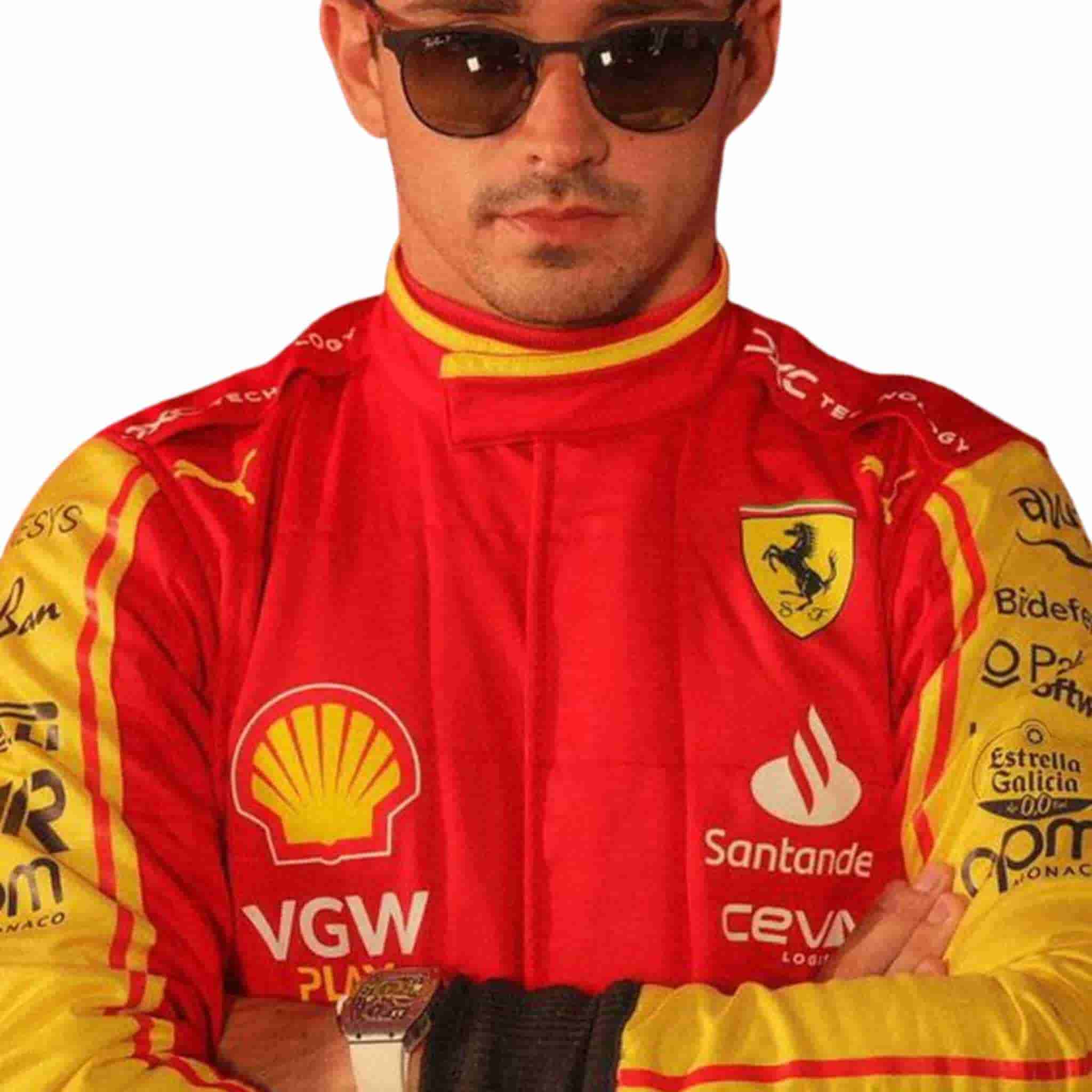 2023 Charles Leclerc Monza GP Ferrari F1 Race Suit Replica