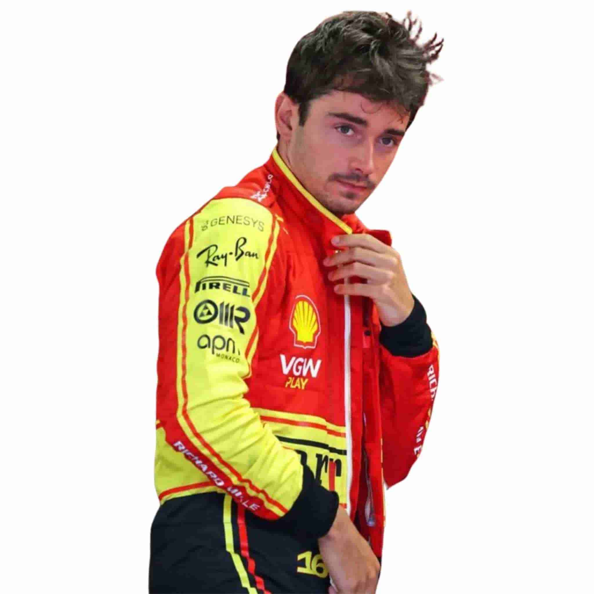 2023 Charles Leclerc Monza GP Ferrari F1 Race Suit Replica
