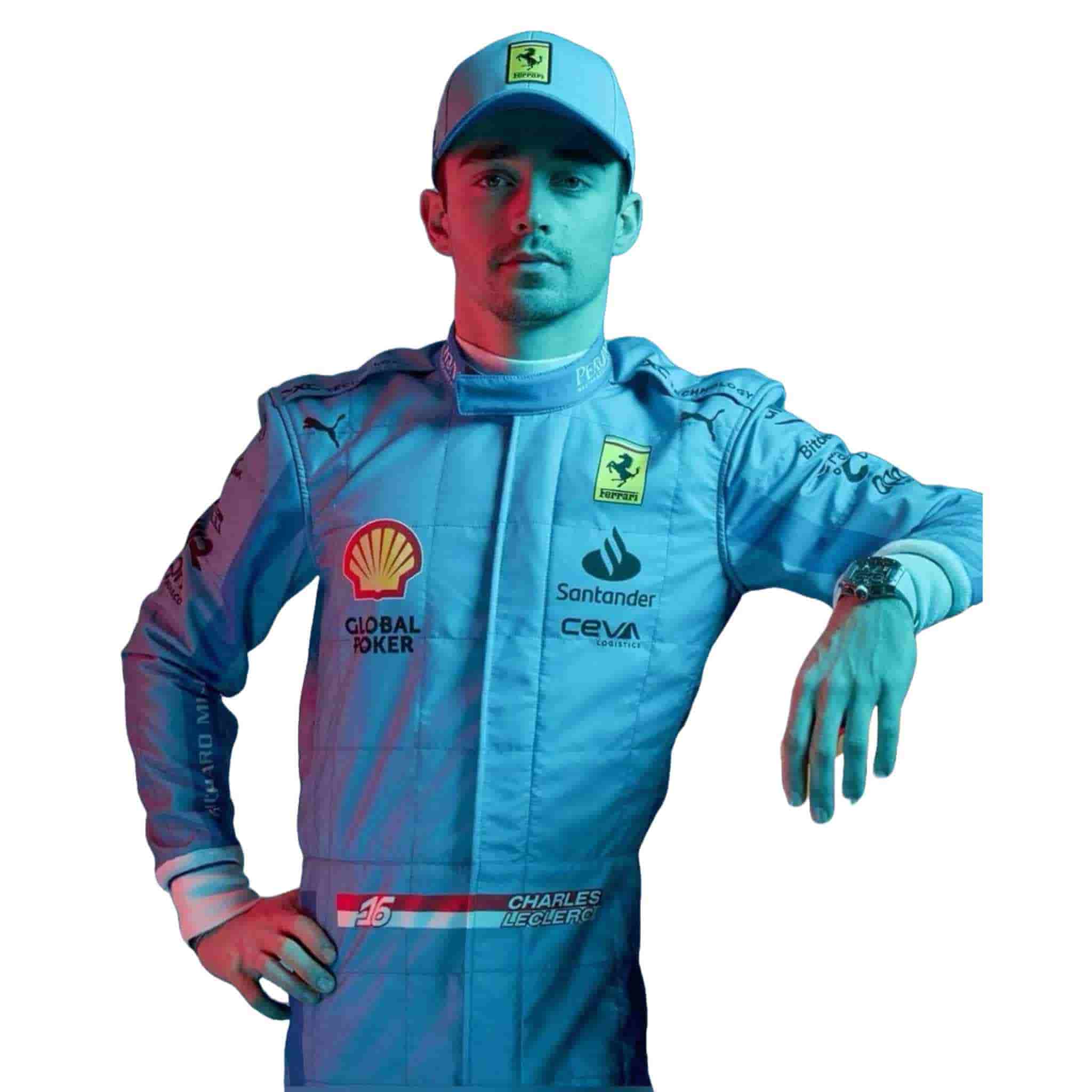 2024 Charles Leclerc Ferrari Miami GP F1 Race Suit Replica