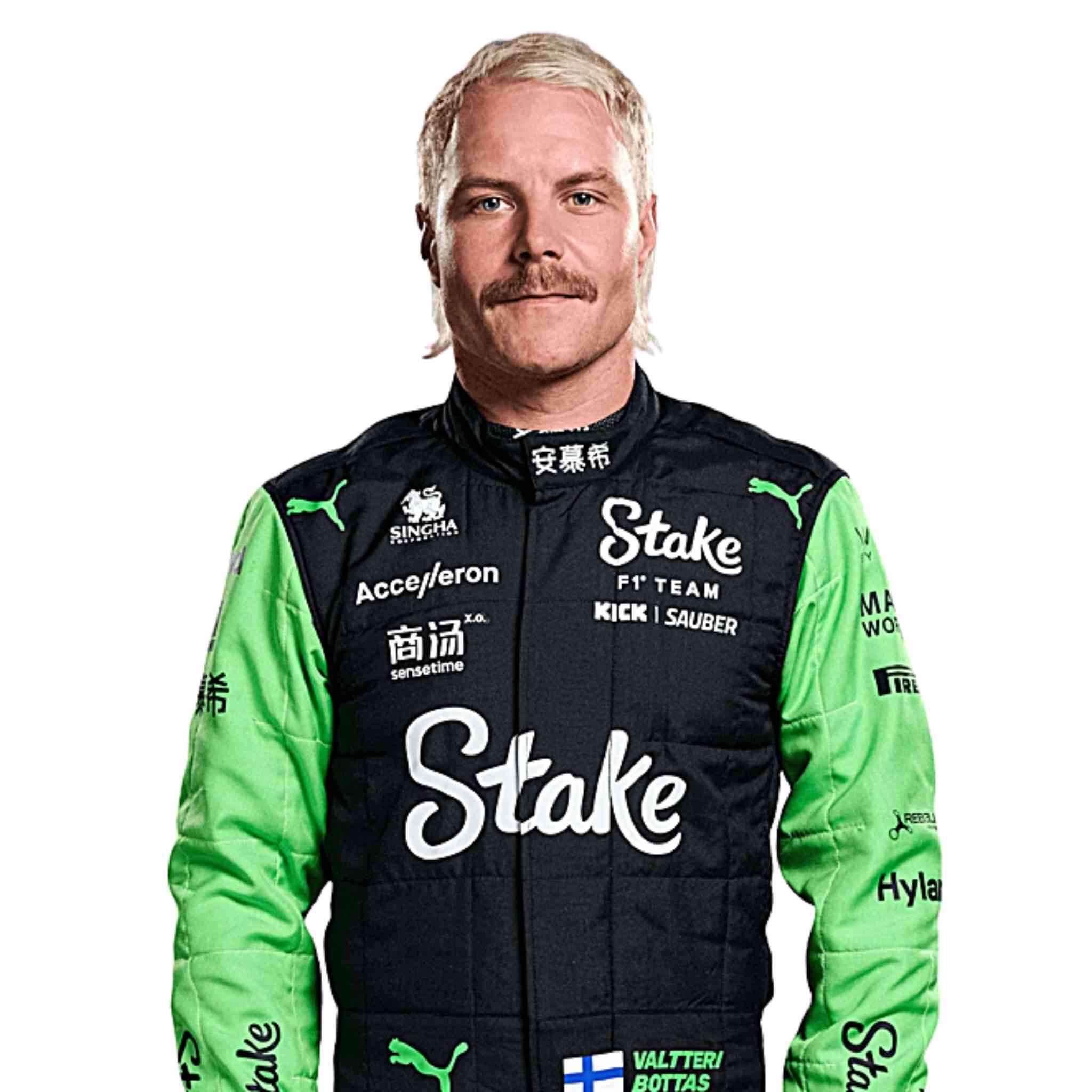 Valtteri Bottas Kick Sauber 2024 F1 racing suit replica stake design green black